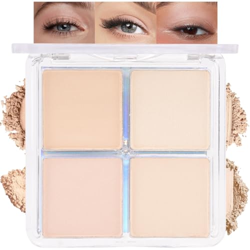 HHLTOH 0.21oz Light Beige Nude Pink Ivory White Eyeshadow Palette A-10# | Natural Matte & Shimmer Quad for Everyday Makeup