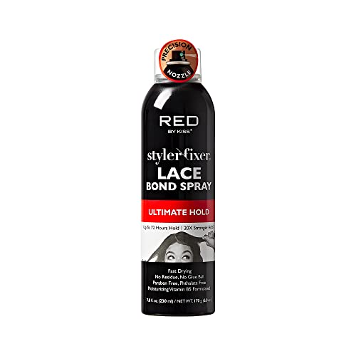 Red by Kiss Lace Bond Hold Spray Styler Fixer 7.8 fl oz – 72H Hold, Fast Drying
