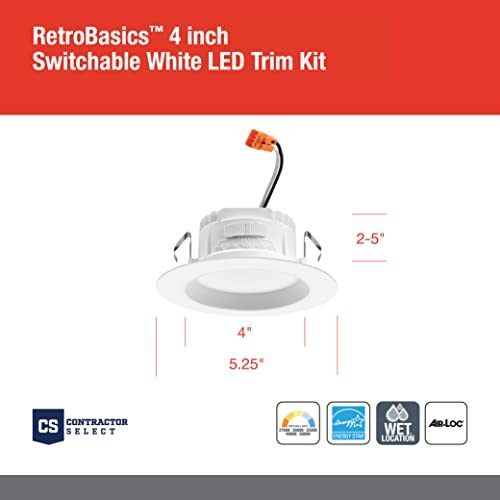 Juno 4-Inch LED Recessed Lighting Trim Kit - 5-in-1 Switchable Color