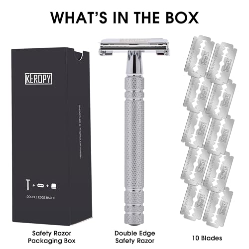 Keropy Gloss Silver Double Edge Safety Razor for Men