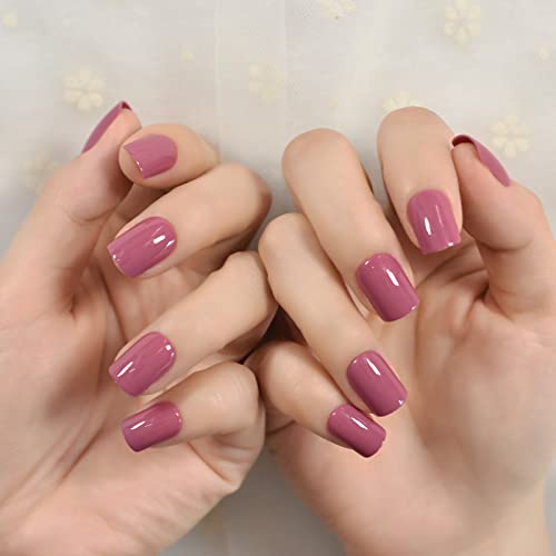 Rose Pink Press-On Nails - Short Reusable Acrylic Nail Set (24pcs)