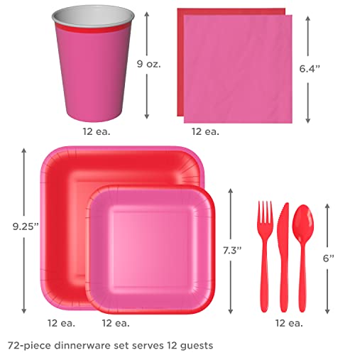 Crayola Color Pop Party Supplies Set for 12 - Red & Pink