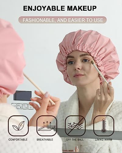 YIZIJIZI Double Layer Waterproof Shower Cap for Women - Extra Large