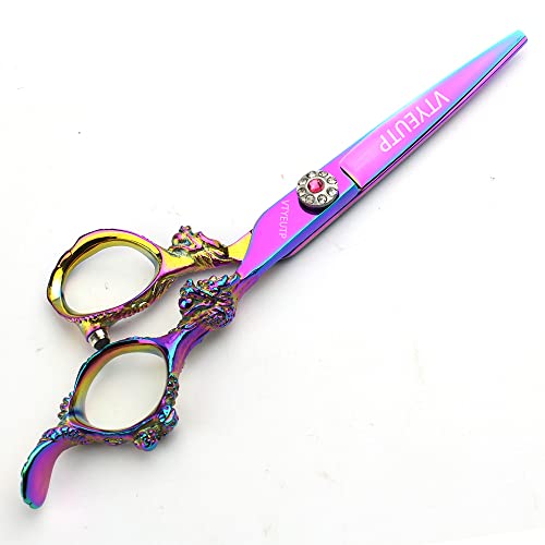 Professional 6.0 Inch Rainbow Dragon Handle Thinning Scissors for Hair Cutting
