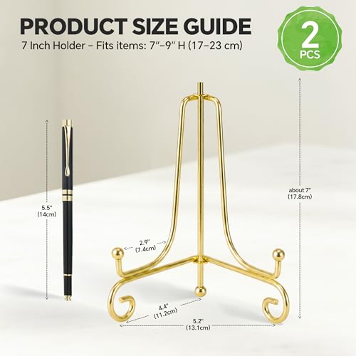 Artliving 7 Inch Decorative Plate Stand, Metal Display Easel - 2 Pack