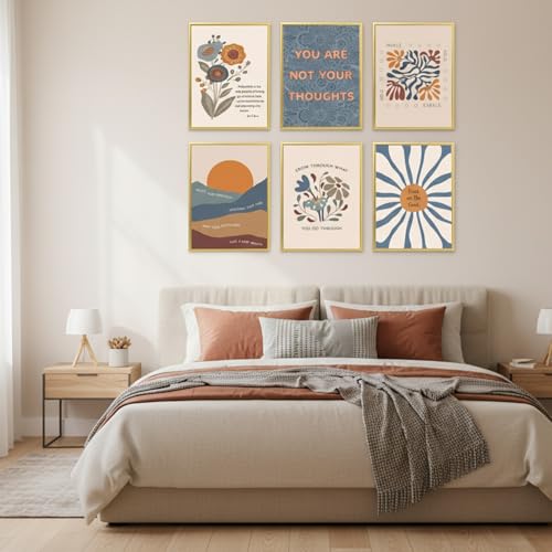 Motivational Mental Health Posters - Set of 6 Boho Prints 8x10in