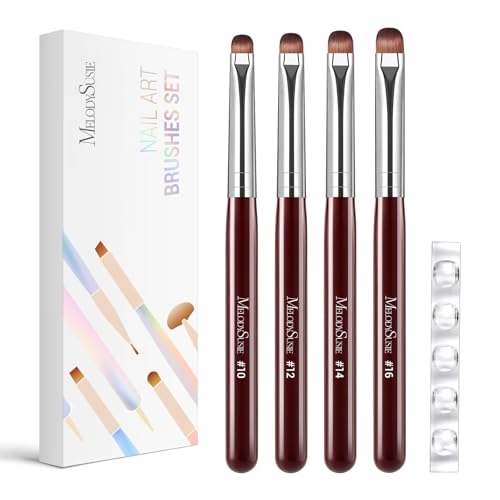 MelodySusie 4-Piece French Manicure Nail Brush Set with Rosewood Handles
