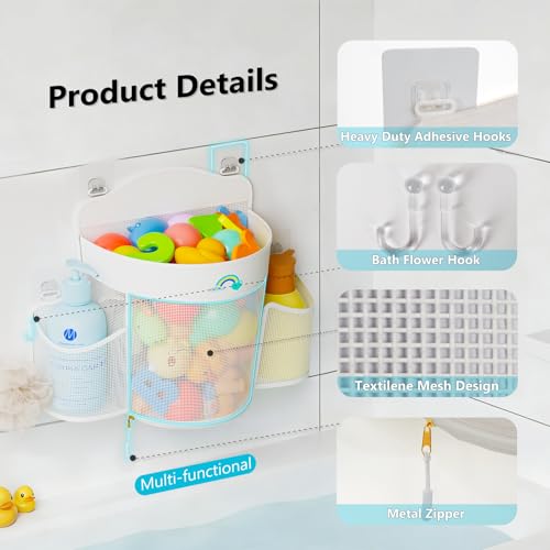 Austion Hanging Bath Toy Storage with Quick-Dry Mesh - Space-Saving Organizer for Kids