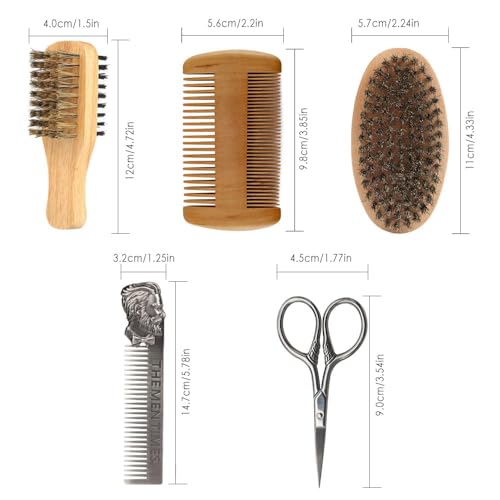 Beard Brush and Comb Set with Mustache Scissors - TIENQI Grooming Kit