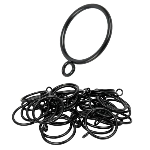 48 Pack Black Metal Curtain Rings with Eyelets for Pinch Pleat Curtains