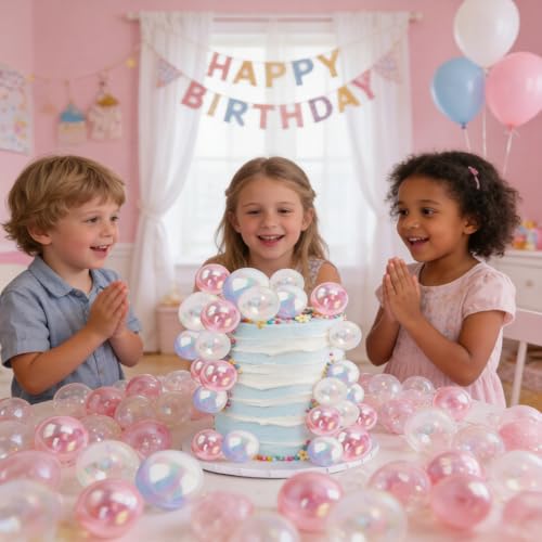 61PCS Bubble Ball Cake Toppers for Birthday & Wedding Decor