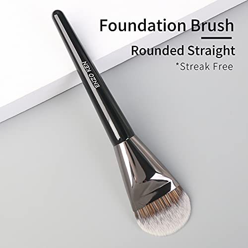 ENZO KEN Flat Foundation Brush 820-L-Black for Liquid Makeup & Blending