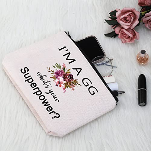 Gigi Gifts for Grandma Makeup Bag - I'm a GG What's Your Superpower, White