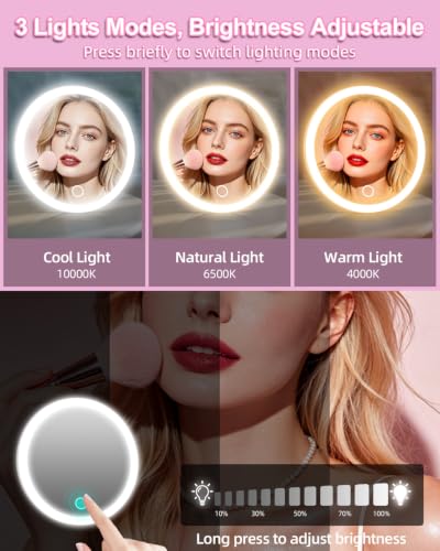 White 30X Magnifying Makeup Mirror with Light - 5 Inch Handheld