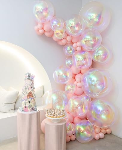Biapian Iridescent Foil Balloons Set - 12 Pcs in 3 Sizes for Parties