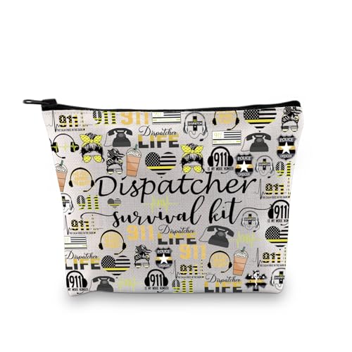 911 Dispatcher Makeup Bag - Canvas Emergency Dispatcher Gift Zipper Pouch
