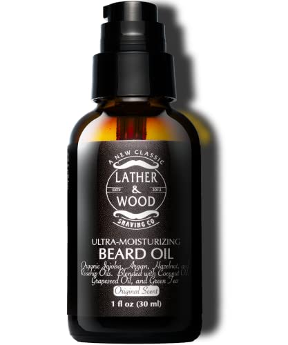Lather & Wood Beard Oil for Men - Premium Natural Beard Conditioner - 1oz