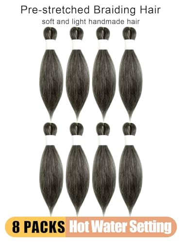KAVSORAPI 12 Inch Pre-Stretched Braiding Hair - Salt & Pepper Synthetic Yaki