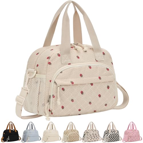 ELONGRIVER Insulated Corduroy Lunch Bag for Women & Teens - 10L Capacity, Cute Design, Portable Tote Cooler