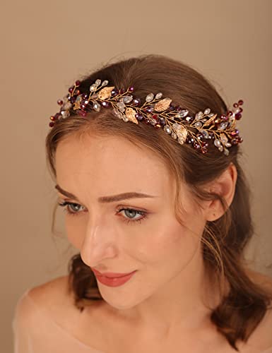 Black Crystal Bridal Hair Vine - Handmade Rhinestone Leaf Headband