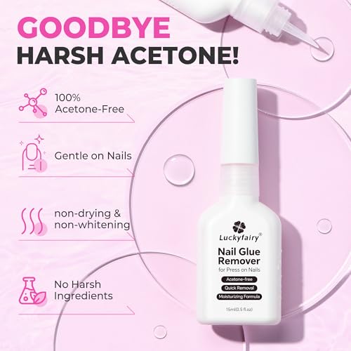 Luckyfairy Acetone-Free Nail Glue Remover – 15ml Gentle Formula