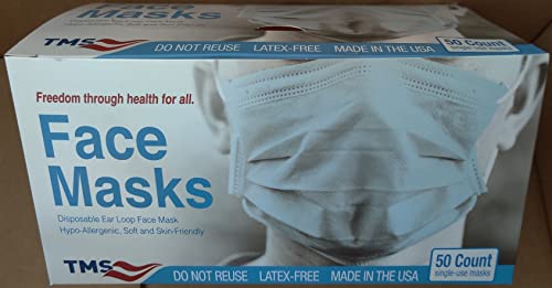 TMS Single-Use 3-Layer Face Mask - Hypoallergenic & Breathable, 50-Count
