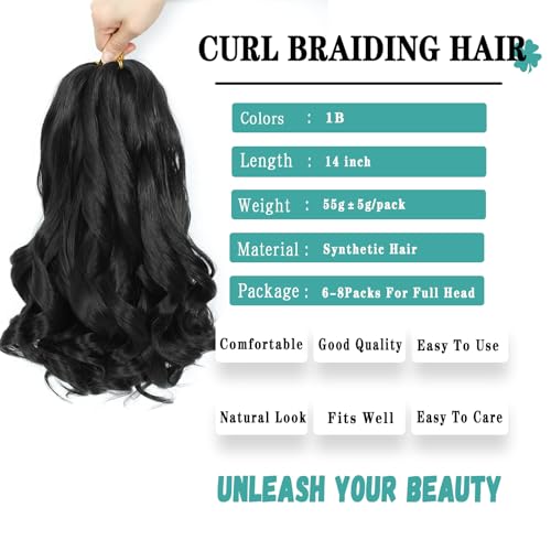 French Curl Braiding Hair Extensions 8 Packs - 14 Inch 1B Loose Wave