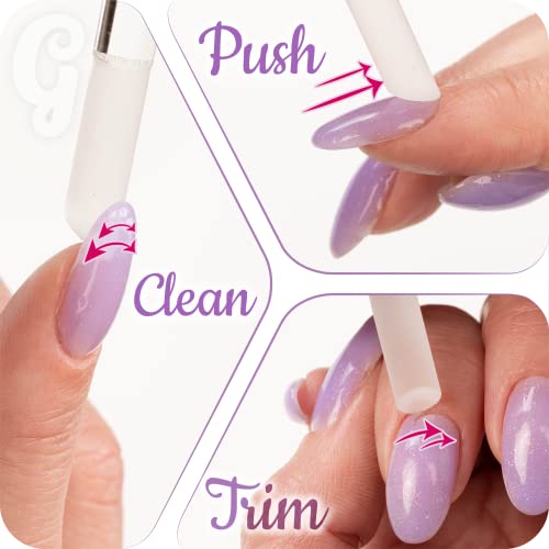 Gladzy Glass Cuticle Pusher Set - 2 Pcs Dual Ended Manicure Nail Tool