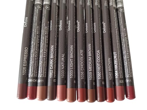 12-Piece Ultra Fine Brown Lip & Eye Liner Set - Precise, Long-Lasting Makeup