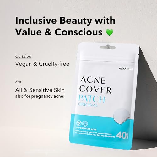 Avarelle Hydrocolloid Acne Pimple Patches with Tea Tree Oil (80 Count)