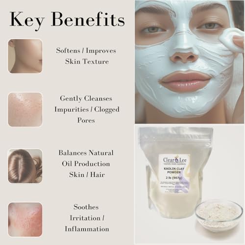 100% Pure Cosmetic Grade Kaolin Clay Powder - 1 LB Detox for Skin