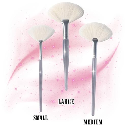 Natural Fluffy White Goat Hair Soft Fan Brush for Skincare & Esthetician — Large
