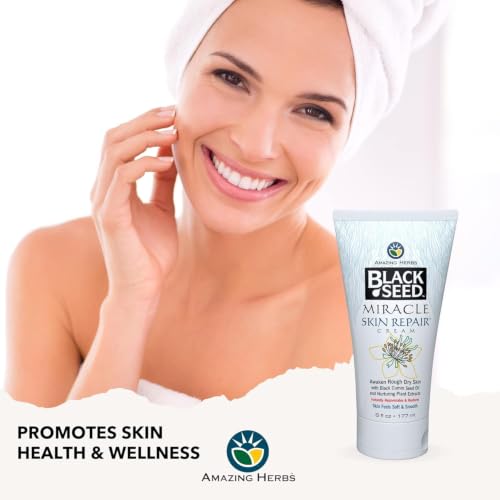 Amazing Herbs Black Seed Miracle Skin Repair Cream 6 Fl Oz - Nourishing Natural Moisturizer for Face & Body