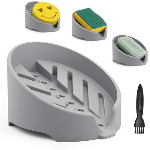 NiHome Silicone Sponge Holder - Self-Draining Kitchen Sink Caddy