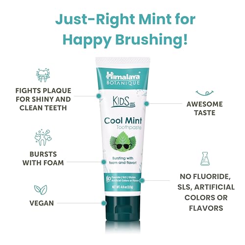 Himalaya Kids Toothpaste with Xylitol, Cool Mint - 2 Pack, Fluoride Free