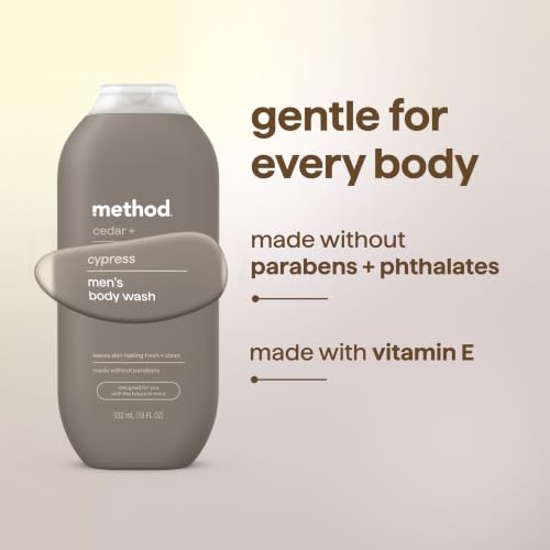 Method Men’s Body Wash, Cedar + Cypress, Moisturizing Formula, 18 fl oz