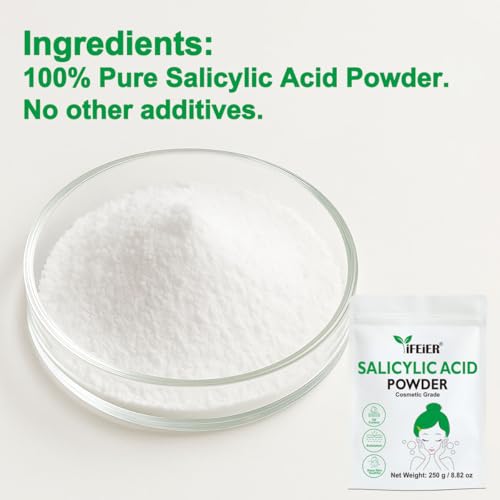 iFEiER Pure Salicylic Acid Powder - Cosmetic Grade BHA for DIY Skincare 250g