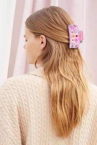 Conversation Heart Hair Claw Clips for Women - Pattern D, Pink XOXO