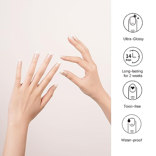 DANNI & TONI Semi Cured Gel Nail Strips French Crystal Frost White Tips 28 Pack