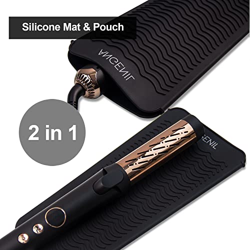 Silicone Heat Resistant Travel Mat Pouch for Hair Tools - Black | Fits Flat Iron, Curling Wand, Crimper