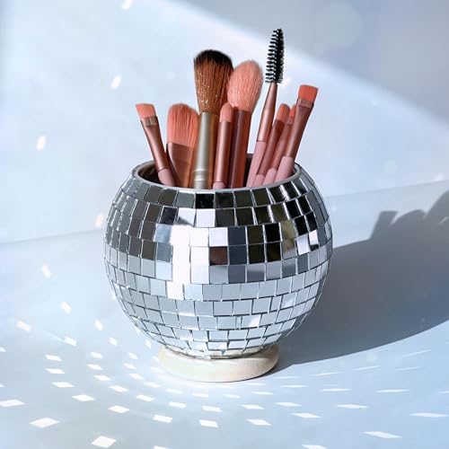 FlidRunest Disco Makeup Brush Organizer - Reflective Storage Cup