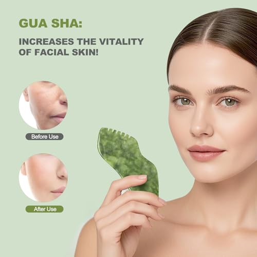 Airogym 2-Piece Authentic Jade Gua Sha Set for Facial Sculpting and Massage