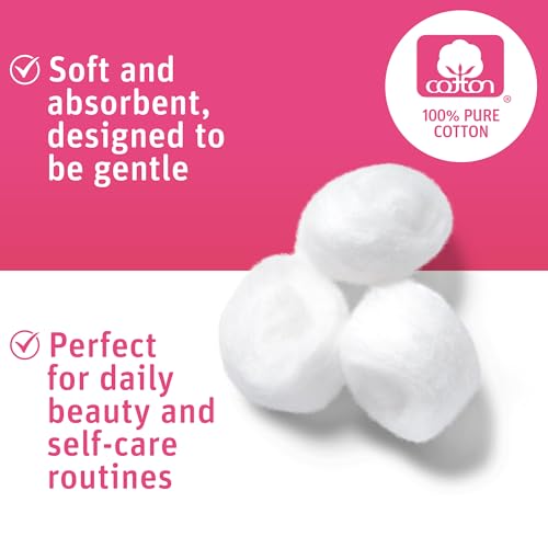 Simply Soft Premium Cotton Balls (600 Count), 100% Pure Cotton, Large Cotton Balls for Face and Nail Polish Remover