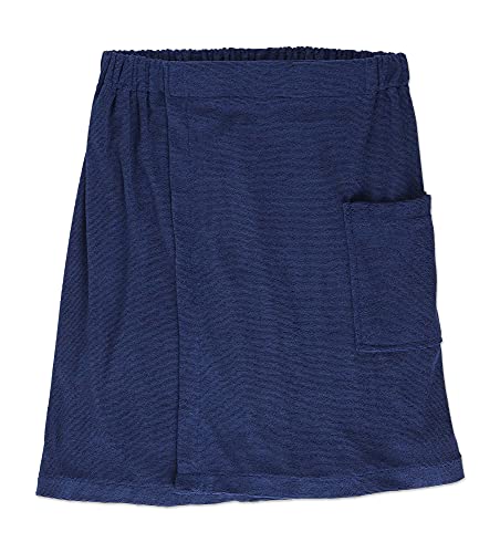 DII Men's Terry Shower Wrap Nautical Blue 54x20 with Adjustable Velcro & Pocket