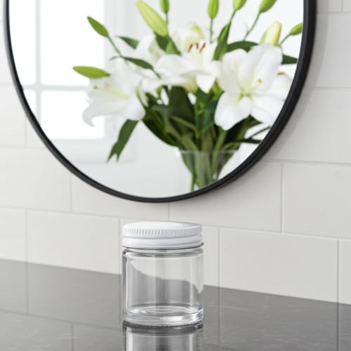 6-Pack 1 oz Clear Glass Jars with Airtight White Metal Lids