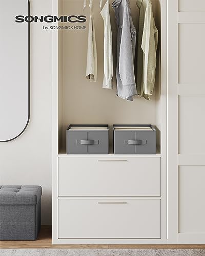 SONGMICS Set of 2 Foldable Wardrobe Organizers, Dove Gray - 6 Compartments for Clothes
