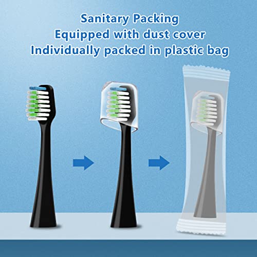 Black Mullburry Replacement Toothbrush Heads for Waterpik Complete Care 9.0 & 5.0, Soft Bristle, 10 Pack