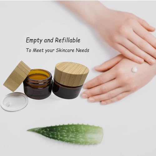 15g Frosted Glass Cosmetic Jar with Bamboo Lid - 4 Pack
