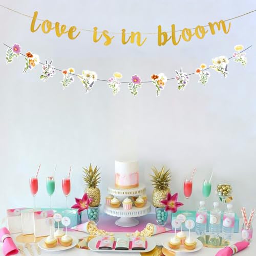 KUNGOON Love is in Bloom Banner with Floral Garland - Wedding Decoration