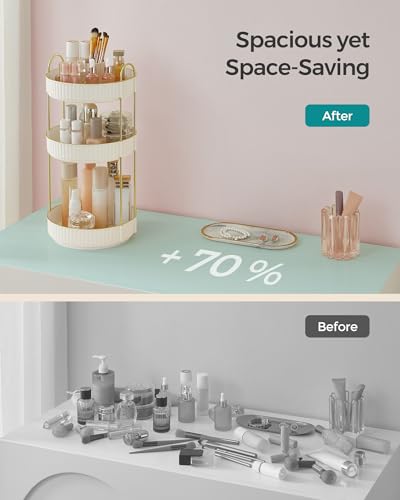 SONGMICS 3-Tier Round Rotating Makeup Organizer - Cloud White